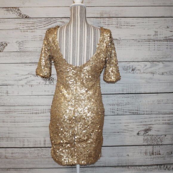 Ark & Co. Gold Co Short Cocktail Sequin Dress Size Medium - Picture 6 of 9